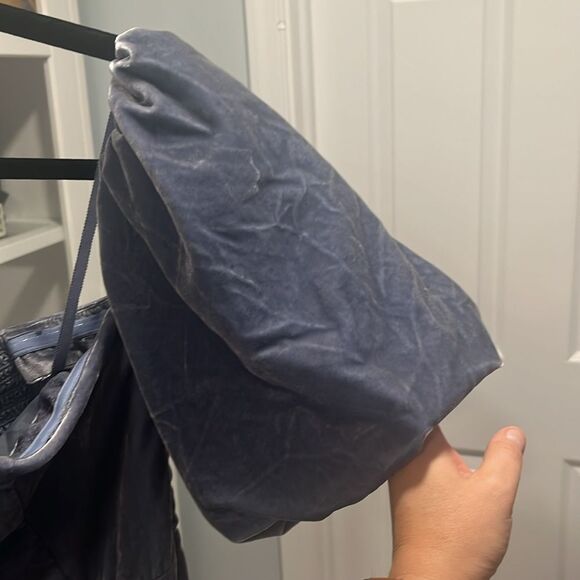 BY ANTHROPOLOGIE (NWT) The Femme Velvet Jumpsuit, Dusty Blue, Size 12 - Picture 6 of 15